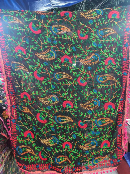 Peacock design Georgette Phulkhari Duppatta