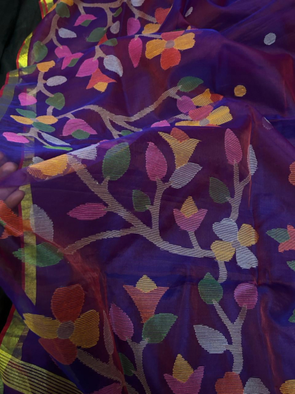 Moslin saree with blouse piece -Off White