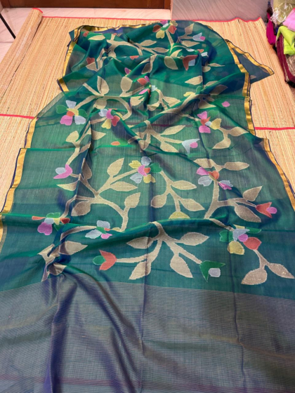 Moslin saree with blouse piece -Brown