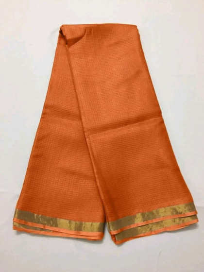 Orange Bhagalpuri Kota Doria Saree with Blouse