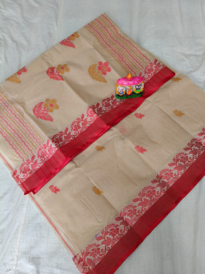 Cream Handloom Cotton Saree | 5.5 x 1.9 metres