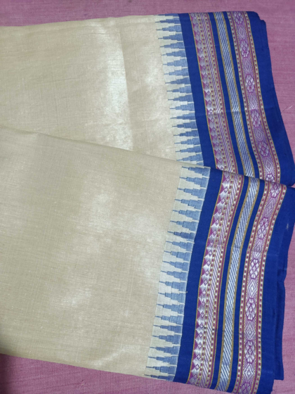 Vidarbha Tussar karvati Jala Pallu Blue Saree
