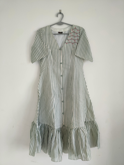 Green strip summer dress