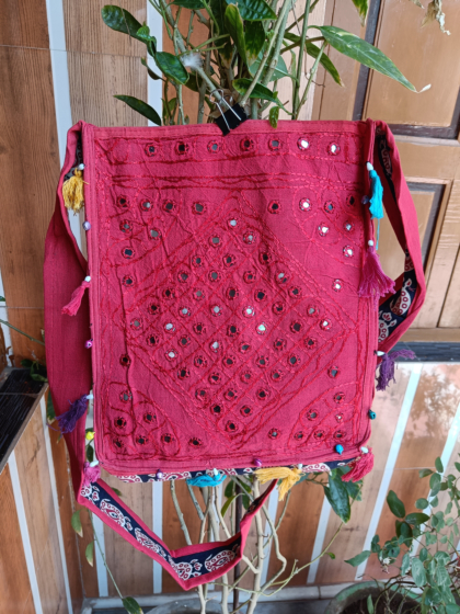 Handmade Sling Bag | Mirror Work | 10.5 x 12.5 Inches