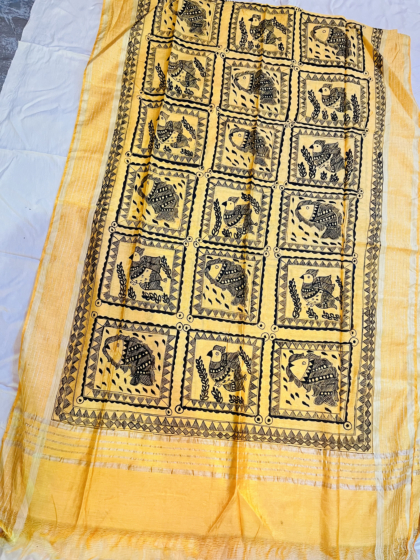 Madhubani Handpainted dupatta 