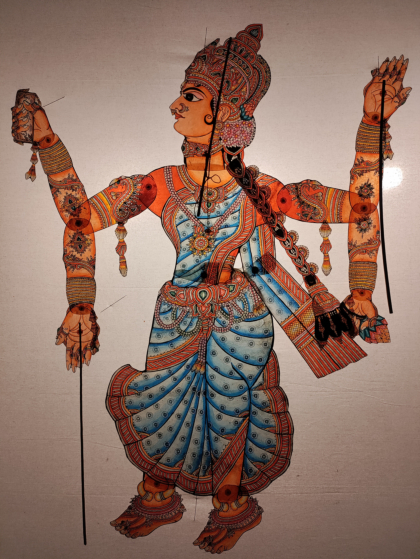 Handcrafted Goddess Saraswati Leather Puppet | 5 x 2.5 Feet