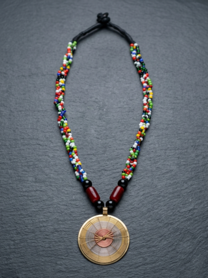 Multi Colour Handwoven Pendant Necklace