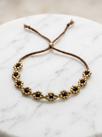 Midnight Bloom Beaded Bracelet