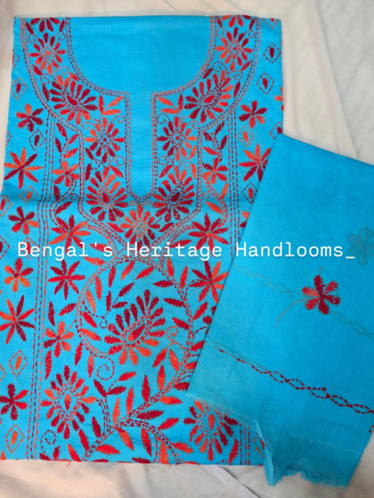 Pure Cotton Hand Embroidered Cross Stitch Dress Material