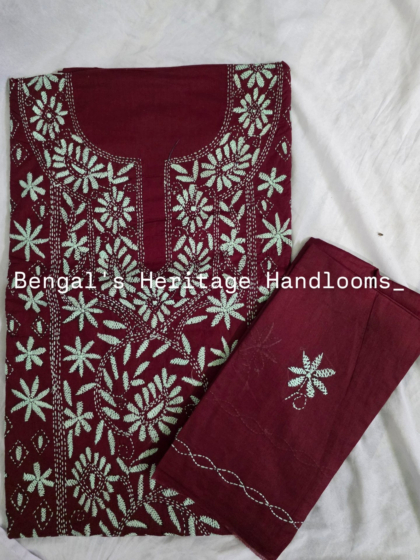 Pure Cotton Hand Embroidered Cross Stitch Dress Material