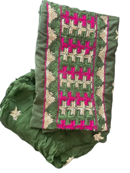 Traditional Hand-Embroidered Punjabi Suit | Green