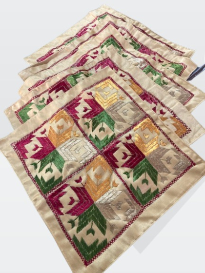 Cotton Cushion Cover with Multicolour Embroidery