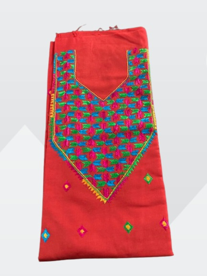 Red  Hand Embroidery Punjabi Phulkari Suit 