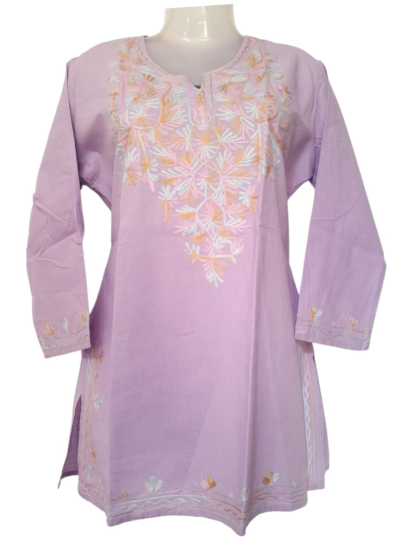 women embroided pure cotton short kurti