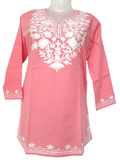 women embroided pure cotton short kurti