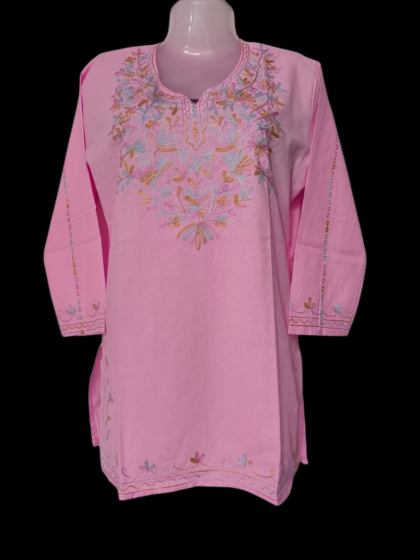 women embroided pure cotton short kurti