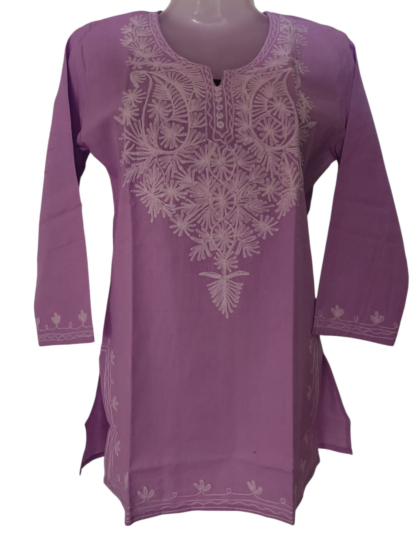 women embroided pure cotton short kurti