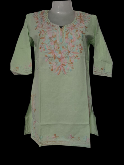 women embroided pure cotton short kurti
