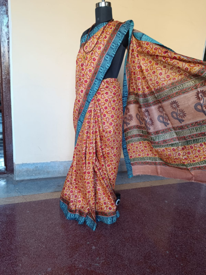 Handwoven Muga Gheecha  Silk Saree