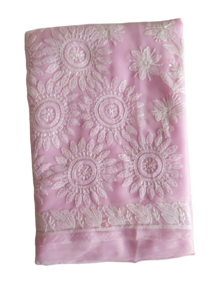 Pink Chikankari Saree
