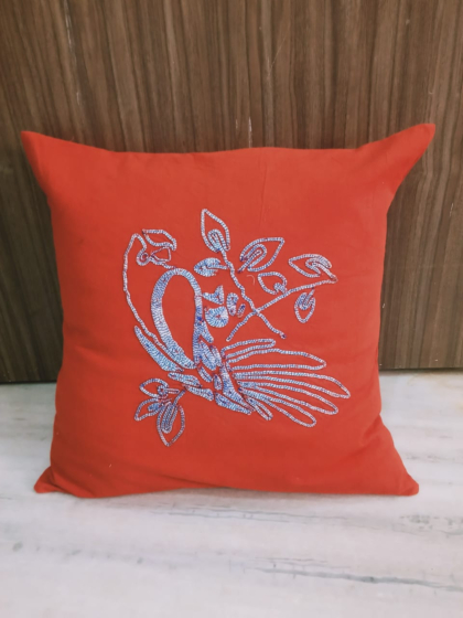 APPLIQUE CUSHION COVER ORANGE