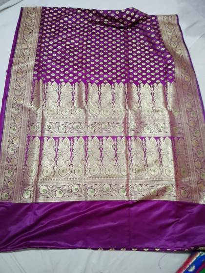 Purple Banarasi silk saree