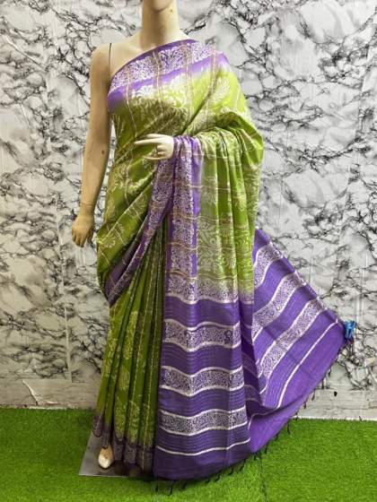 Premium Kota Staple Discharge Print Saree 