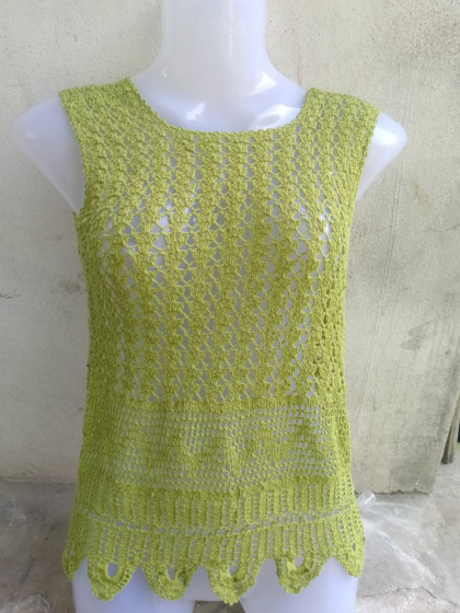 Handwoven Crochet Ladies Top | Green