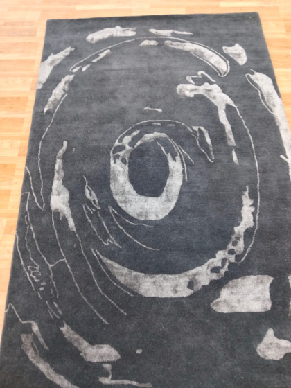 Modern Abstract Tufted Rug | Handmade Charcoal & Grey Area Carpet | Contemporary Living Room Rug