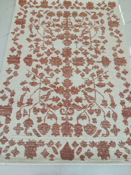 Hand Tufted Floral Area Rug | Vintage Inspired Terracotta Rust Rug | Living Room Bedroom Decor