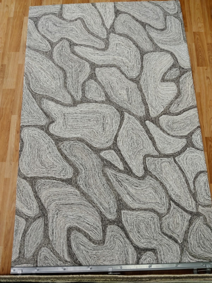Hand Tufted Wool Area Rug | Modern Abstract Grey Carpet