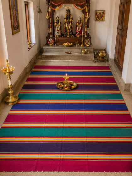Handwoven Cotton Floor Mat |90 X 50 inch