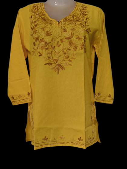 women embroided pure cotton short kurti