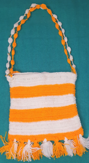 Handmade Woolen Purse - White & Yellow