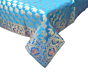 Brocade Silk Table Cloth Square 1 Meter x 1 Meter | Decorative Dining Table Mat with Golden Jacquard Weave | Elegant Home Decor for Festive & Special Occasions - Turquoise