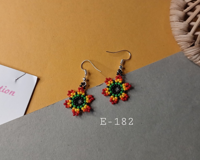 Handmade Glass Beads Flower Dangle Earrings