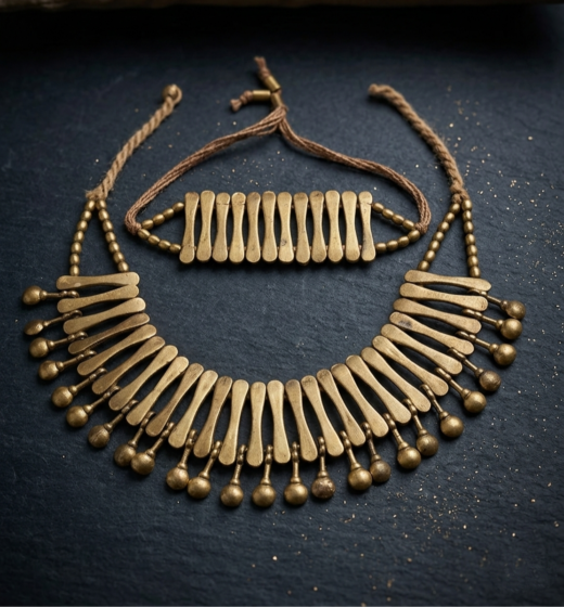 Handicrafted Brass Statement Necklace Set