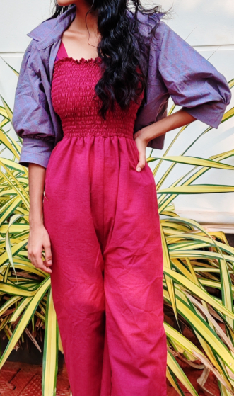 Women Jumpsuit With Coat | Maroon