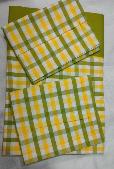 Kannur Cotton Bedsheet yellow green check