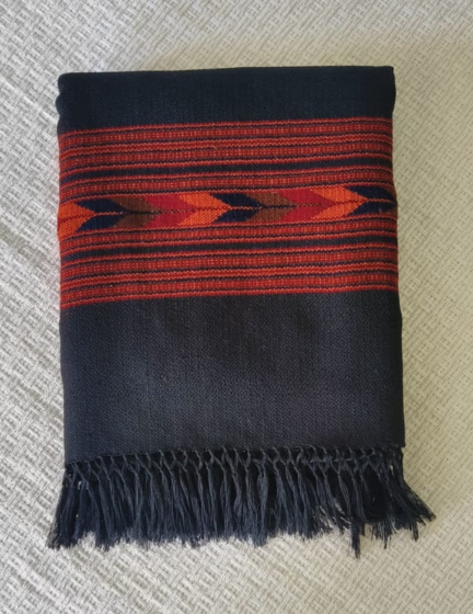 Black Kullu shawl in teen patti design