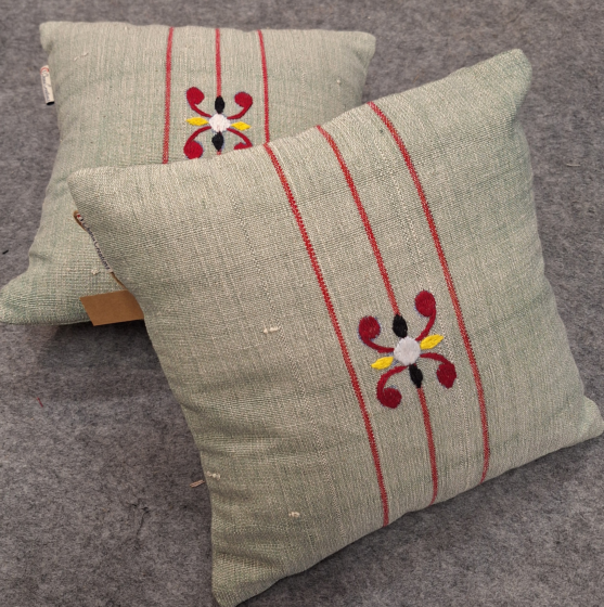 Manipuri Cushion pure cotton  pack of  2 grey colour. 