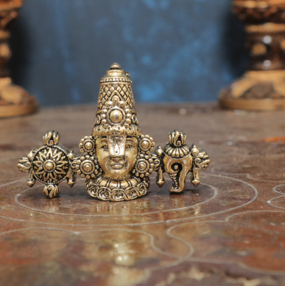 Small Lord Venkateswara Balaji Brass Statue for Home Temple, Puja & Spiritual Decor BH09321