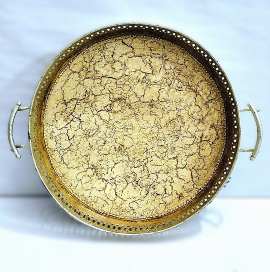 ANTIQUE- SILVER FINISH TRAY