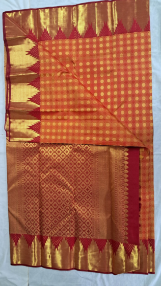 Orange Buta Handmade Silk Saree 06