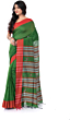 Handloom Pure Cotton Santipur Saree Online | Green & Red