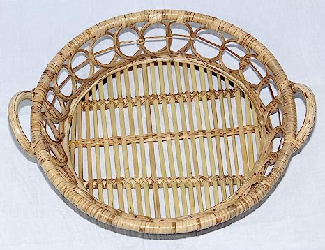 Dastkar Crafts Cane Tray with Handle Kitchen Essential