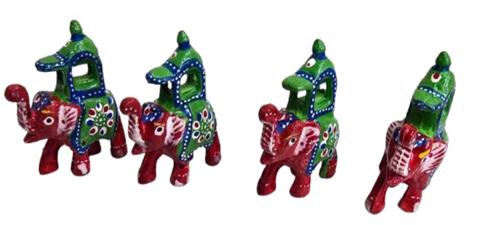 Handmade Fiber Ambari Elephant Set