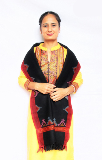 Kullu Handloom Woven Kullu Design Pure Wool Stole/Scarf-BLACK MIX