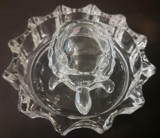 Vastu Feng Shui Crystal Glass Turtle with Plate