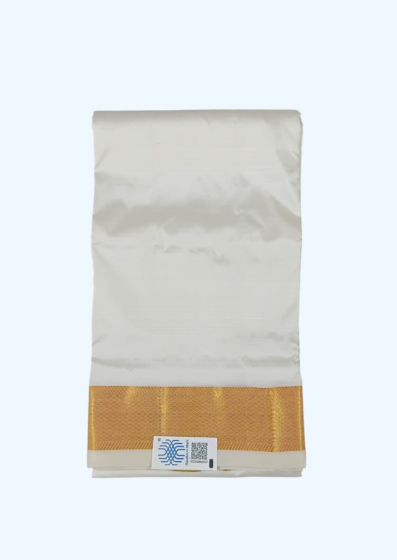 Cream Dhothi with Golden Zari border | 64 Kulikai